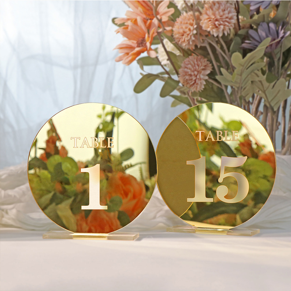 Table Number Gold - Letrero de acrílico con número de