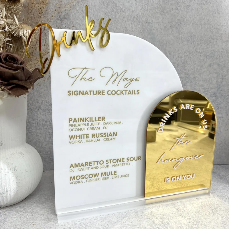 Menú de barra personalizado co - Table Number Gold reseña y precio