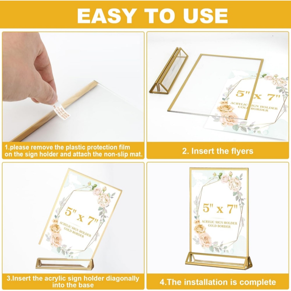 Paquete de 6 Porta Letreros Ac - Table Number Gold reseña y precio