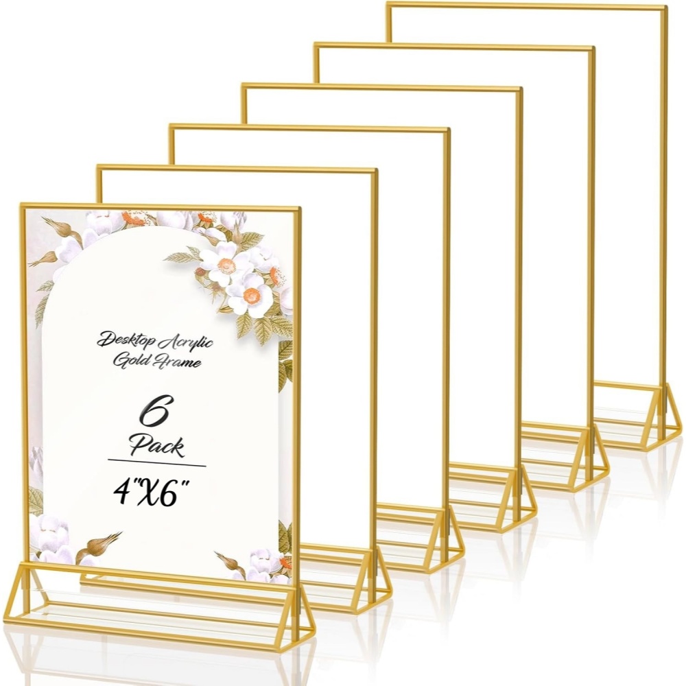 Paquete de 6 Portafotos Acríli - Table Number Gold reseña y precio